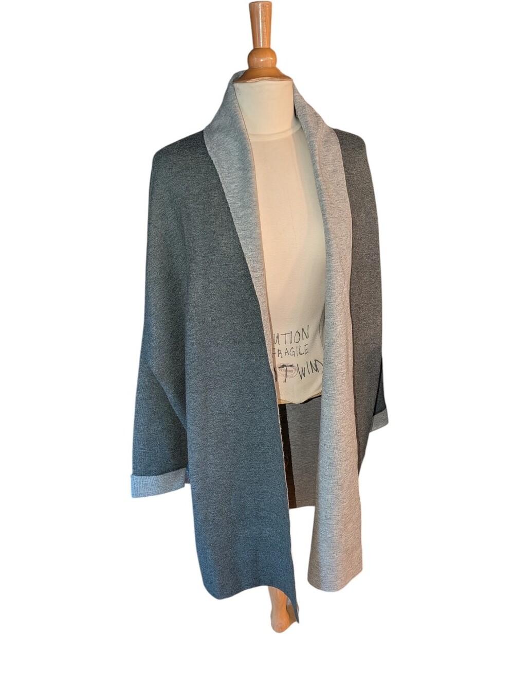 Lane Bryant Like New Sweater Open Front Cardigan Gray Rolled Sleeves 26/28